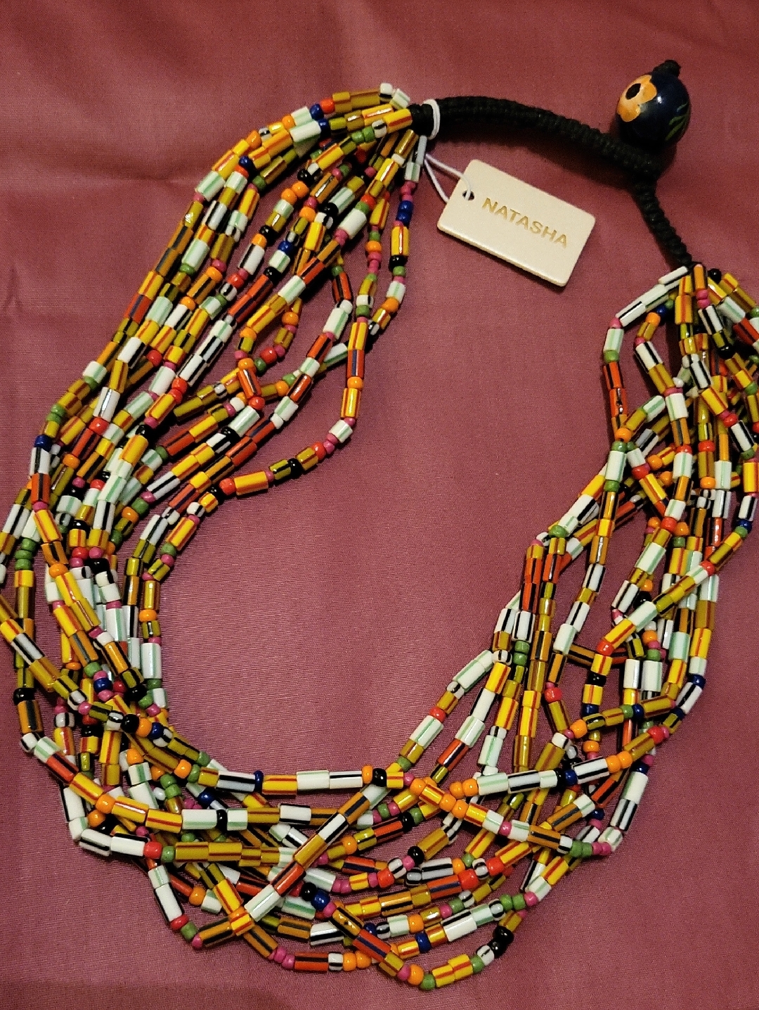 Natasha Couture Multistrand Beaded Necklace With Yellow White Black Accents 39$